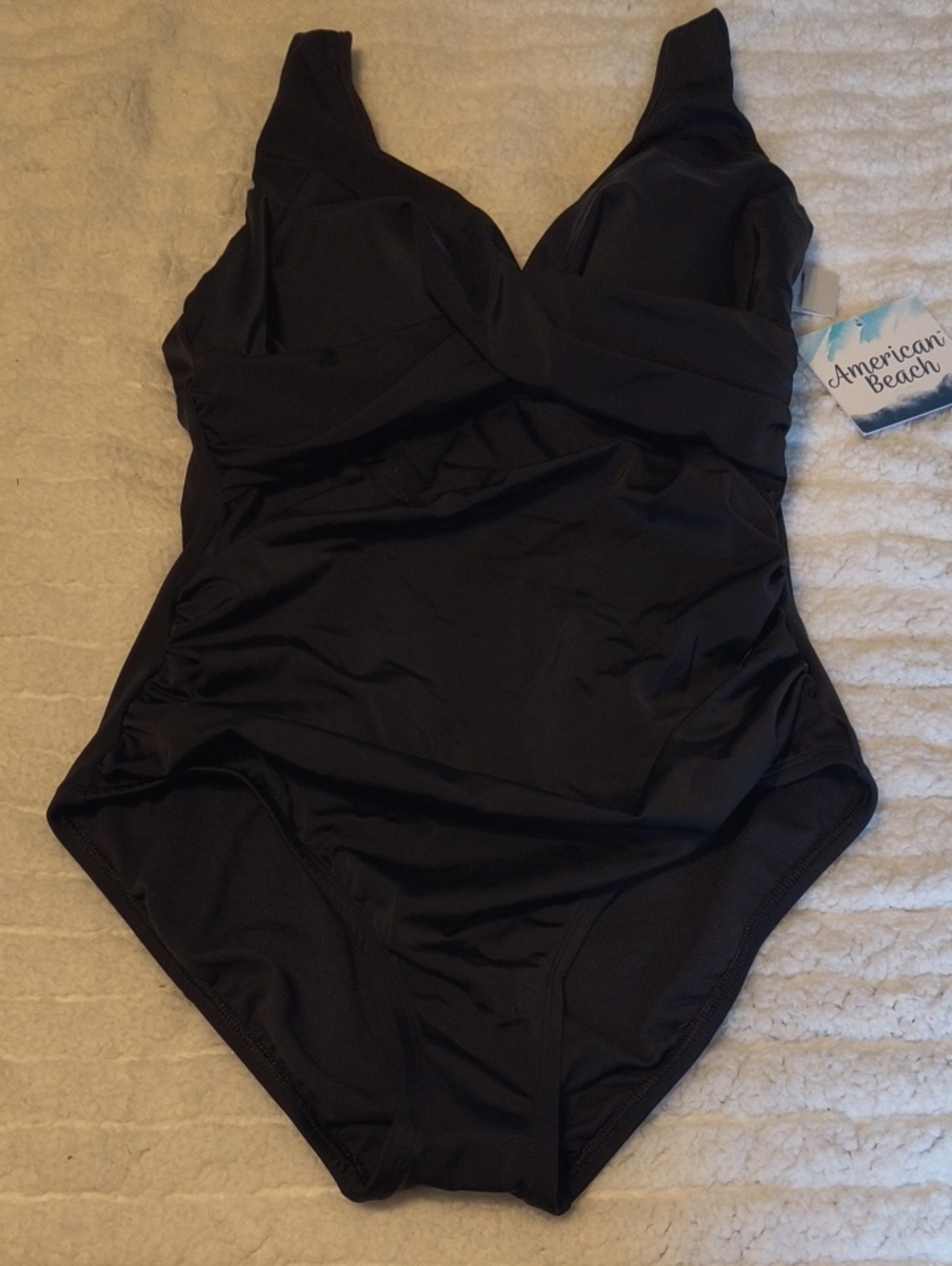 Maurices Black One-Piece Swimsuit with Ruched Front